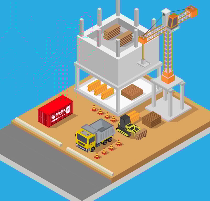 SiteBox container on construction site illustration-100
